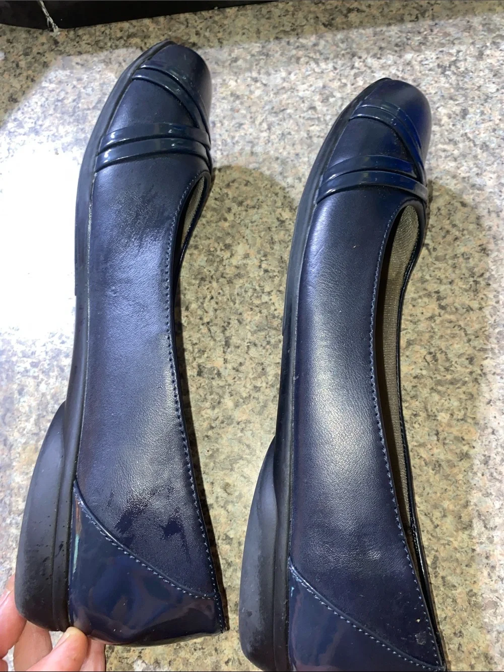 Life Stride Navy Cross-Strap Ballet Flats shoes size 10M